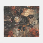 Couverture Polaire Moto à cheval Boxer Halloween effrayant (Devant (Horizontal))