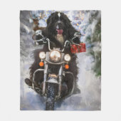 Couverture Polaire Moto à chiens de Terre-Neuve Noël (Devant)