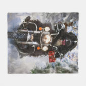 Couverture Polaire Moto à chiens de Terre-Neuve Noël (Devant (Horizontal))