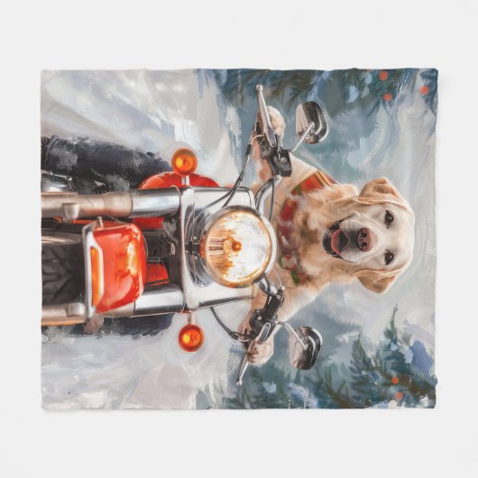 Couverture Polaire Moto à chiens Labrador Noël (Devant (Horizontal))