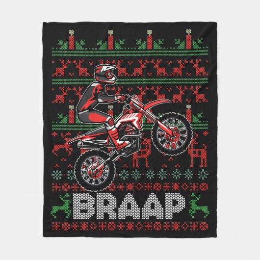 Couverture Polaire Moto de Noël Motocross Braap Vélo droit (Devant)