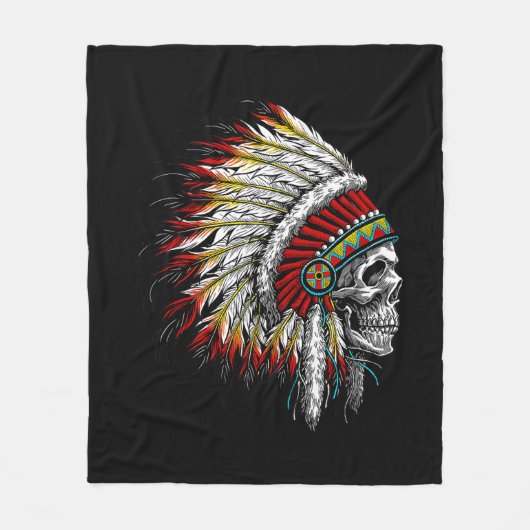 Couverture Polaire Motocyclette en chef indienne amérindienne (Devant)
