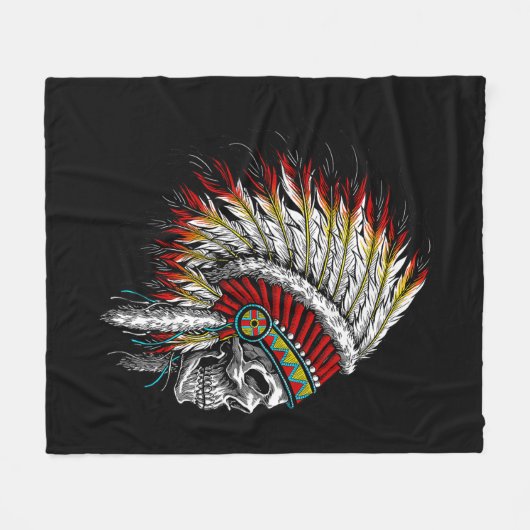 Couverture Polaire Motocyclette en chef indienne amérindienne (Devant (Horizontal))