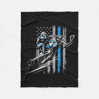 Couverture Polaire Motoneige États-Unis Drapeau Sports d'hiver Motone