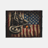 Couverture Polaire Motorcycle Usa Flag Retro Biker  (Devant (Horizontal))
