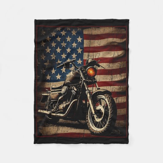 Couverture Polaire Motorcycle Usa Flag Retro Biker  (Devant)