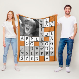 Couverture Polaire Mots croisé personnalisés avec le texte et la