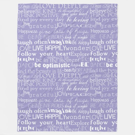 Couverture Polaire Mots d'inspiration violets blancs Noël (Devant)