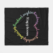 Couverture Polaire Mots heureux Pastel Typographie Coeur Noir (Devant (Horizontal))