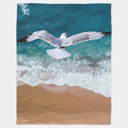 Couverture Polaire Mouette au-dessus de la mer (Devant)