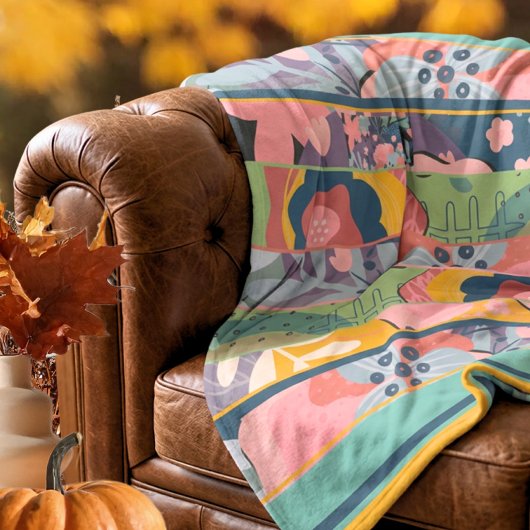 Couverture Polaire Moutarde Chic Tissu Floral Patchwork Automne Sarce