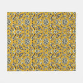 Couverture Polaire Moutarde Jaune et Oiseaux de la Marine, Papillons  (Devant (Horizontal))
