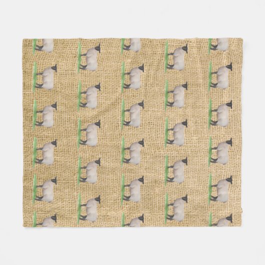 Couverture Polaire Moutons du Suffolk d'aquarelle (Devant (Horizontal))