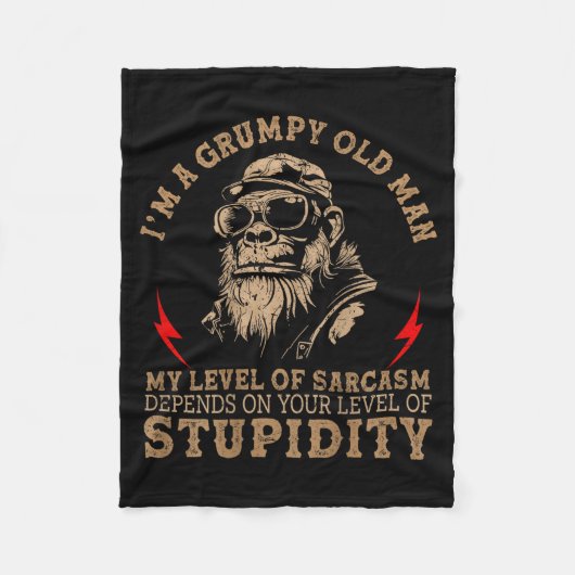 Couverture Polaire Mpy Old Man - My Level Of Sarcasm Funny Monkey (on (Devant)