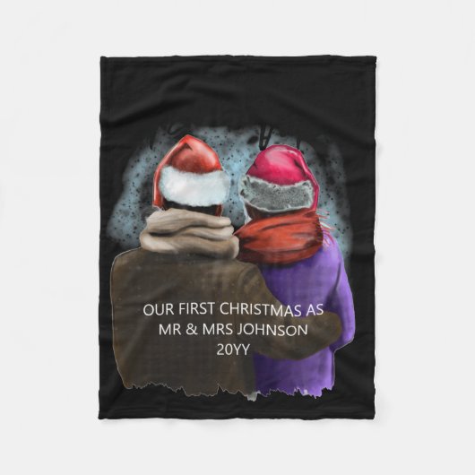 Couverture Polaire Mr And Mrs Script Couples Christmas T Shirt (Devant)