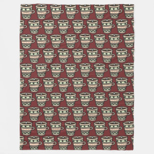 Couverture Polaire Mugs de cacao avec Marshmallow Motif Bourgogne