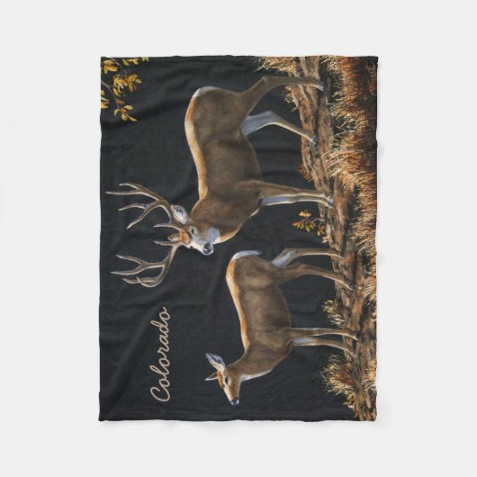 Couverture Polaire Mule Deer Buck & Doe (Devant)