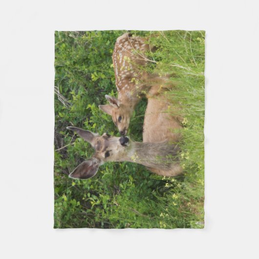 Couverture Polaire Mule Deer Doe avec Fawn (Devant)