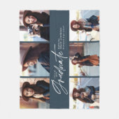 Couverture Polaire Multi photo moderne marine bleu script graduation (Devant)