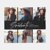 Couverture Polaire Multi photo moderne noir blanc script graduation (Devant (Horizontal))