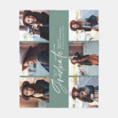 Couverture Polaire Multi photo moderne sauge vert script graduation (Devant)