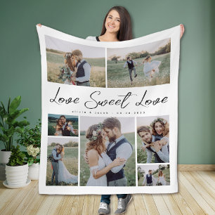 Couverture Polaire Multiphoto Collage Love Sweet Love Newlyved