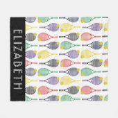 Couverture Polaire Multiple| Tennis blanc Nom ou monogramme personnal (Devant (Horizontal))