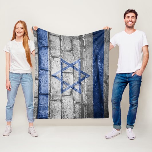 Couverture Polaire Mur du drapeau israélien (En situation)