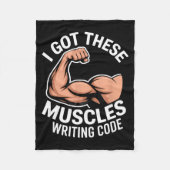 Couverture Polaire muscles drôles écrivant du code disant programmeur (Devant)