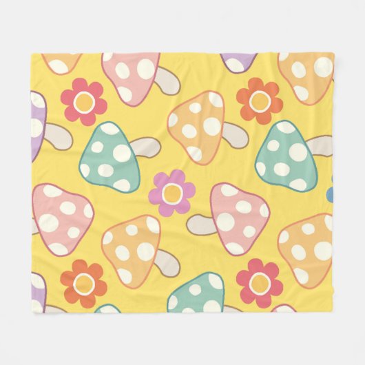 Couverture Polaire Mushroom & Floral Pattern (Devant (Horizontal))