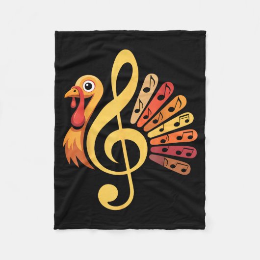 Couverture Polaire Music Note Symbol Turkey Teacher Fall Thanksgiving (Devant)