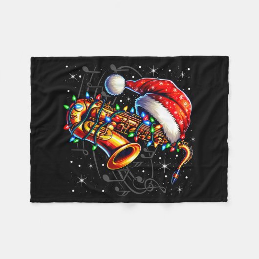 Couverture Polaire Music Notes Treble Clef Christmas Saxophone Jazz M (Devant (Horizontal))