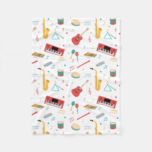 Couverture Polaire Musical Instruments Music Theme Pattern (Devant)