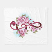 Couverture Polaire Musical treble clef notes with sakura flowers (Devant (Horizontal))
