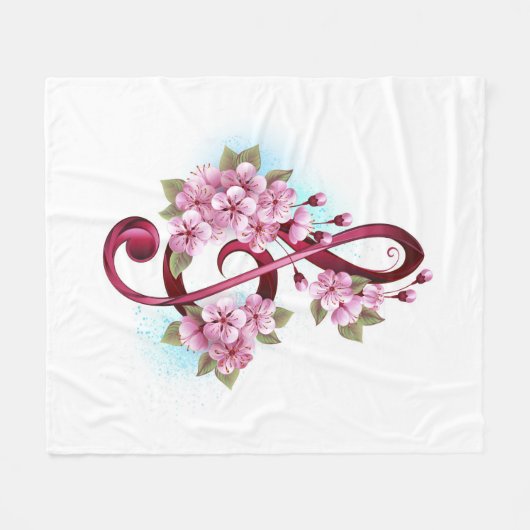 Couverture Polaire Musical treble clef notes with sakura flowers (Devant (Horizontal))