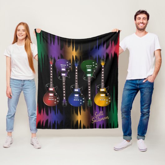 Couverture Polaire Musique colorée Son et Guitares (En situation)