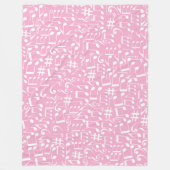 Couverture Polaire Musique Danse Notes Blanches Rose Pâle (Devant)