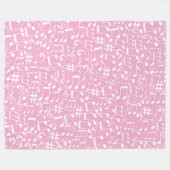 Couverture Polaire Musique Danse Notes Blanches Rose Pâle (Devant (Horizontal))