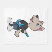 Couverture Polaire Musique de guitare musicienne de chien (Devant (Horizontal))