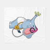 Couverture Polaire Musique d'écouteur éléphant (Devant (Horizontal))