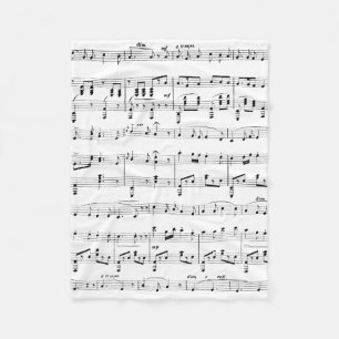 Couverture Polaire Musique en feuille blanche