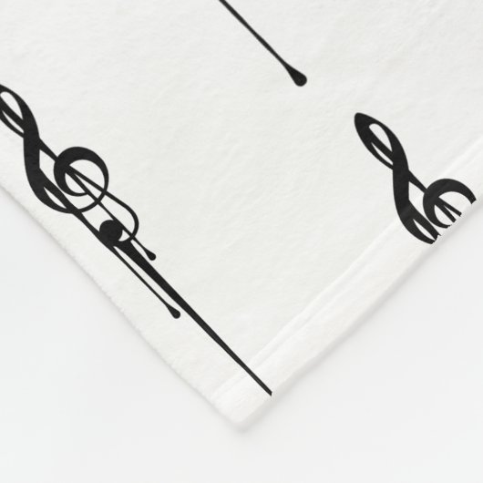 Couverture Polaire Musique Motif Melting Treble Clef noir et blanc (Coin)