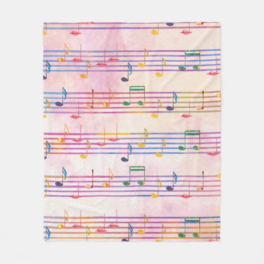 Couverture Polaire Musique multicolore colorée Note musicienne (Devant)