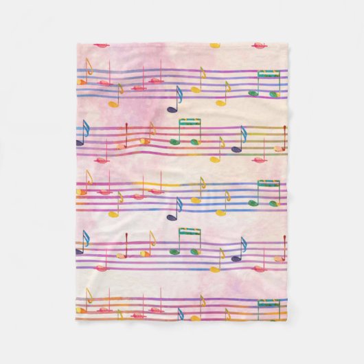 Couverture Polaire Musique multicolore colorée Note musicienne (Devant)