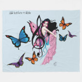 Couverture Polaire Musique Note Papillons Fairy (Devant (Horizontal))