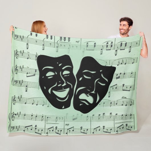 Couverture Polaire Musique verte et masques grecs de théâtre (En situation)