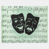 Couverture Polaire Musique verte et masques grecs de théâtre (Devant (Horizontal))