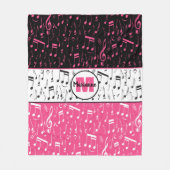 Couverture Polaire Musiques noires roses et blanches blanches blanc b (Devant)