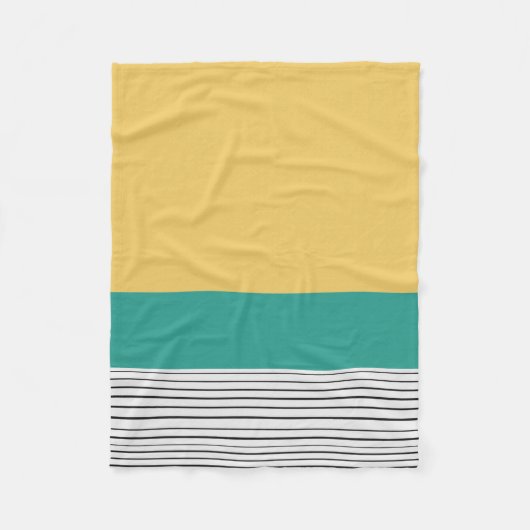 Couverture Polaire Mustard et motif turquoise (Devant)