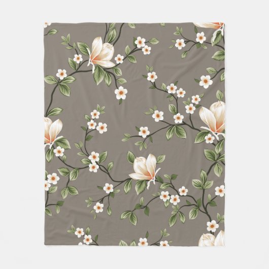 Couverture Polaire mustered small flowers with green leaves pattern o (Devant)